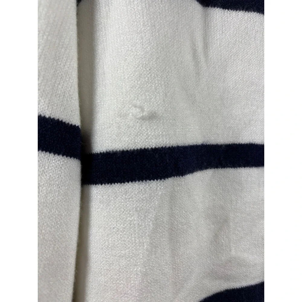 Love Scarlett Women‎ Navy White Striped Cardigan Frayed Denim Trim Size L